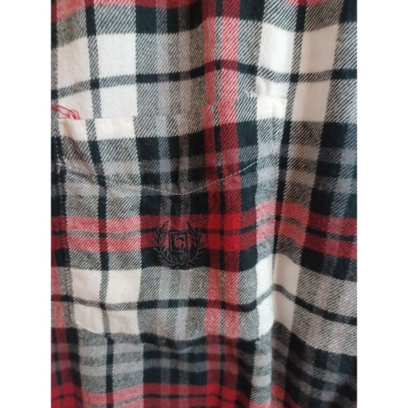 CHAPS Button Down Flannel Shirt Mens Extra Large Black Red Performance Cabincore - Picture 5 of 8
